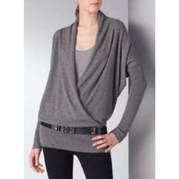 Vince. 100% Cashmere Wrap Front Long Sleeve Sweater Grey Medium - Picture 1 of 8